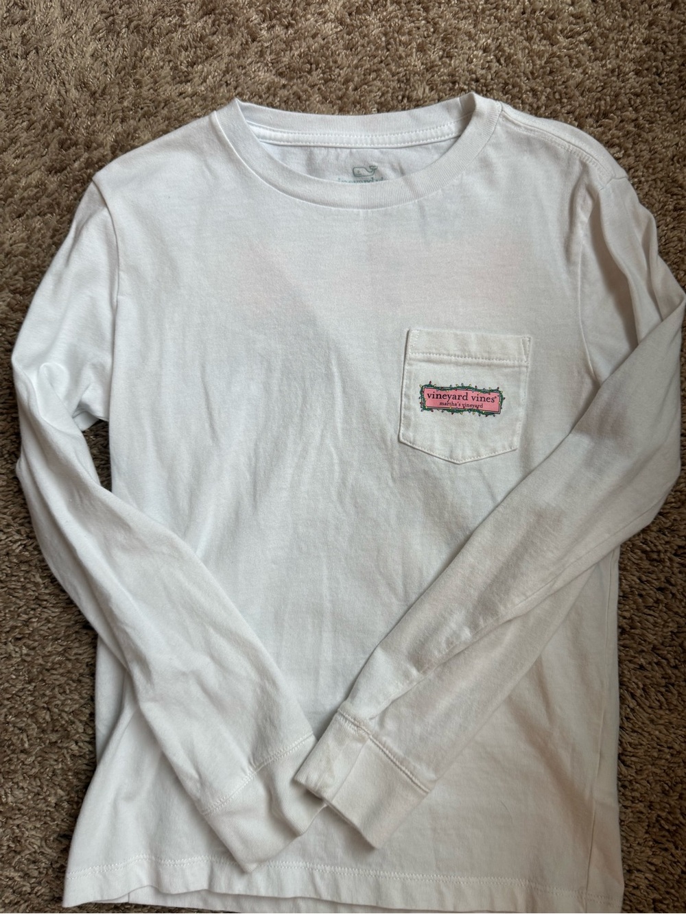 Vineyard Vines White Long Sleeve Pocket Tee